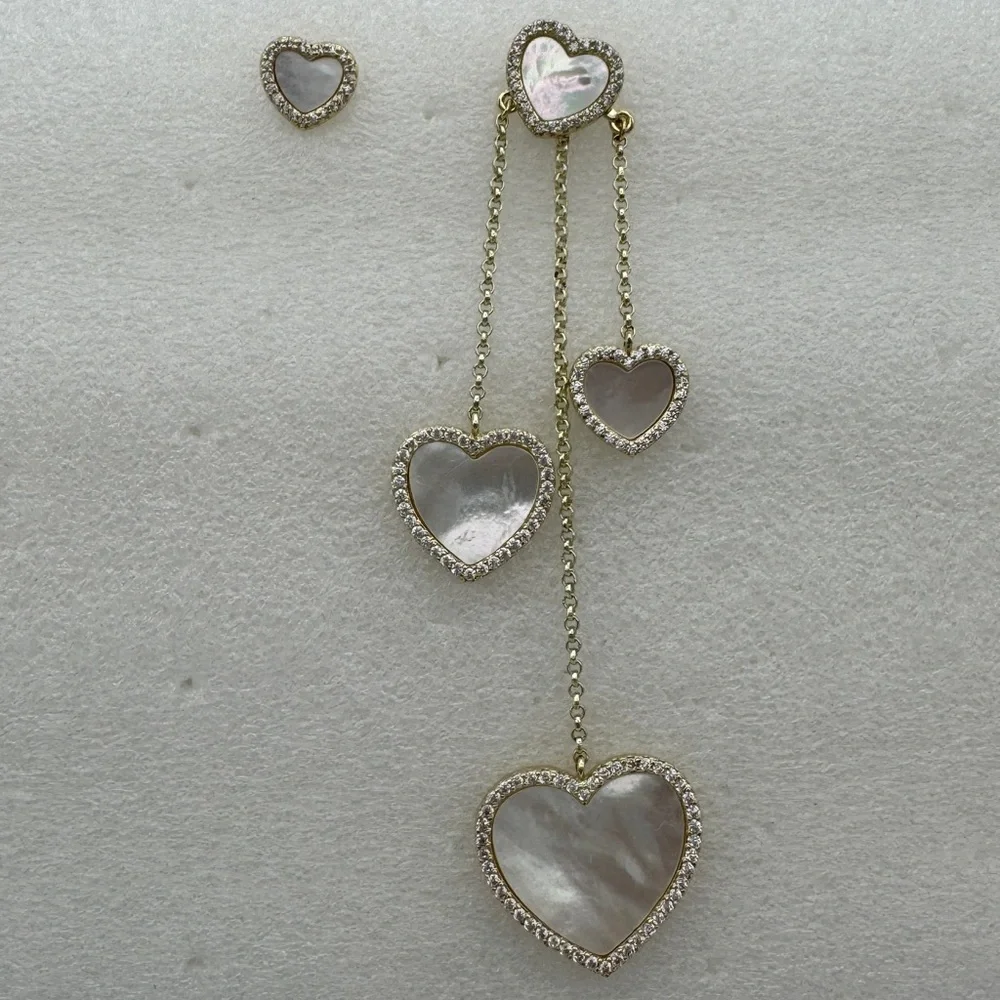 Mother of pearl Heart post earrings A/B style